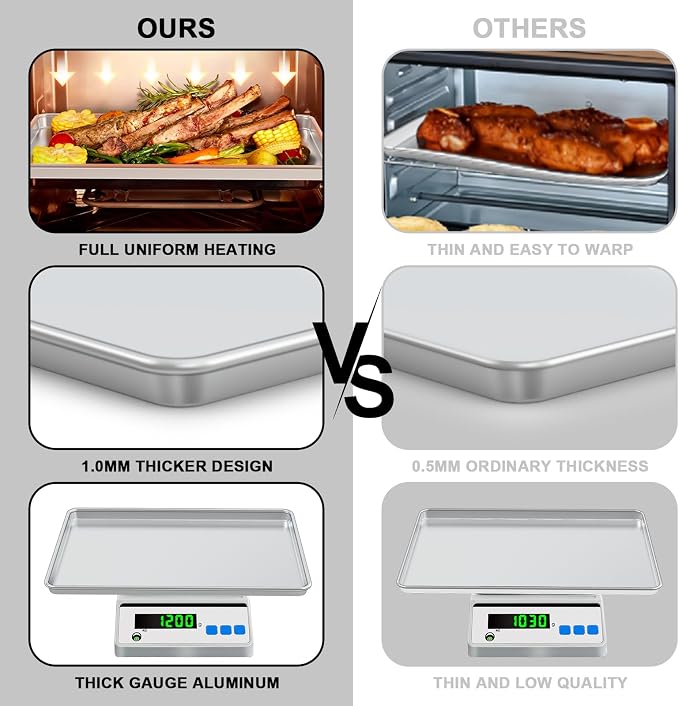 Half Sheet Pans with Rack Set, 13 Inch Commercial Quality Baking Sheet Pan Set - Image 3