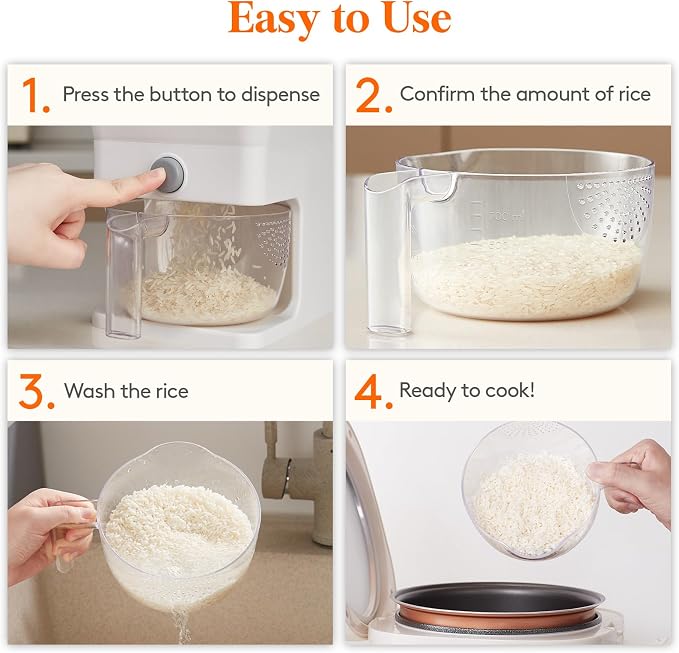 Lifewit Rice Dispenser 25 Lbs, Rice Storage Container Sealed Moisture Proof - Image 8