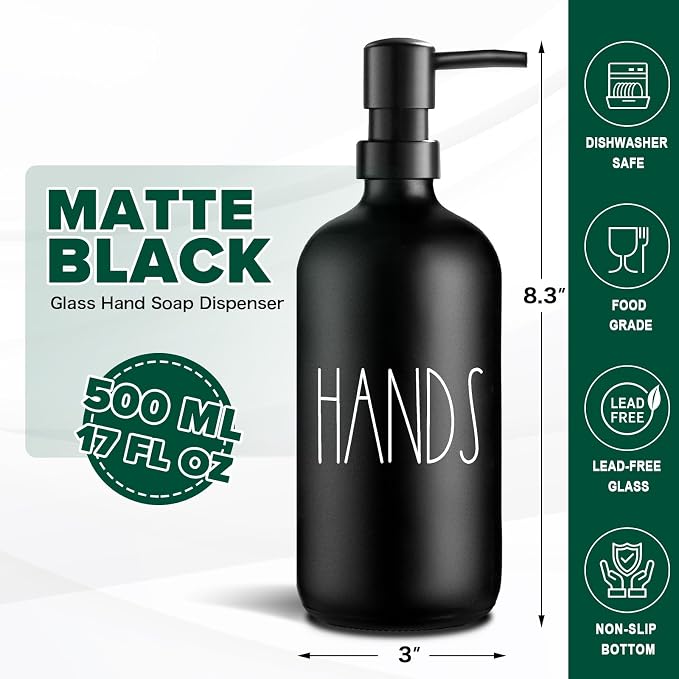 VIMERPA Hand Soap Dispenser, Matte Black Soap Dispenser - Image 2