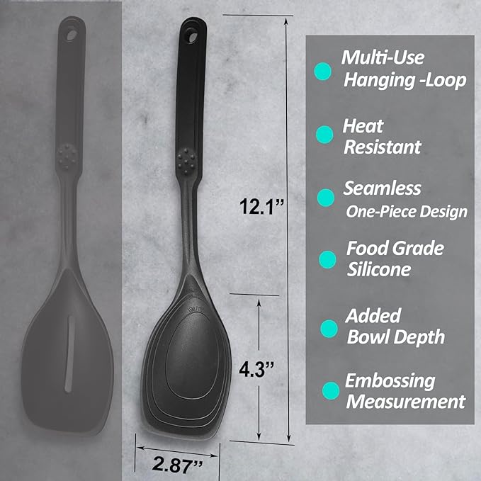Large Silicone Cooking Spoon, Non-Stick Solid Spoon set - Image 2