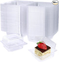 Jizvxe 100 Pack Clear Plastic Square Hinged Food Container, Disposable Plastic by Jizvxe
