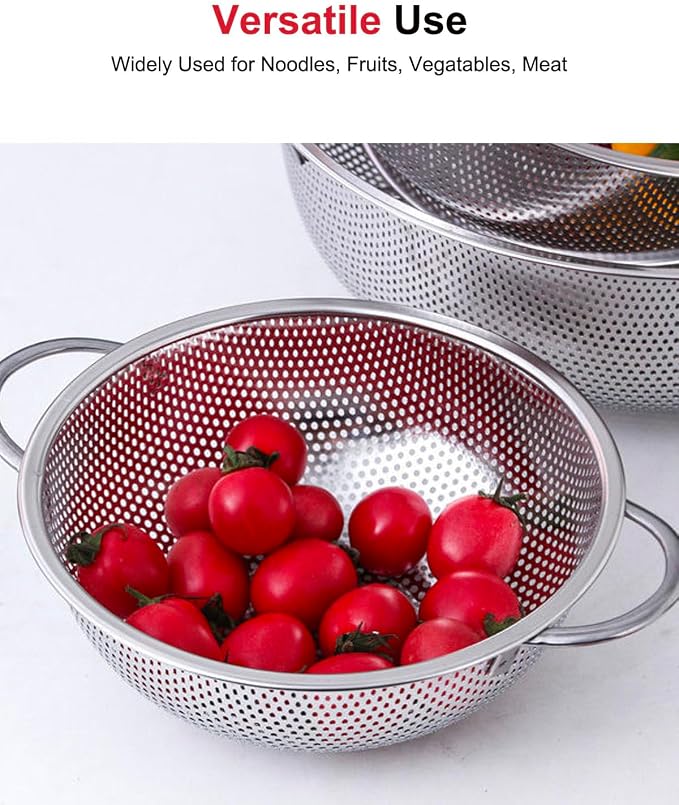 5-Quart Colander for Kitchen, Stainless Steel Colander - Image 4