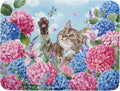 Cute Cat Dish Drying Mats for Kitchen Counter Hydrangea Floral Absorbent Drying by Giwawa