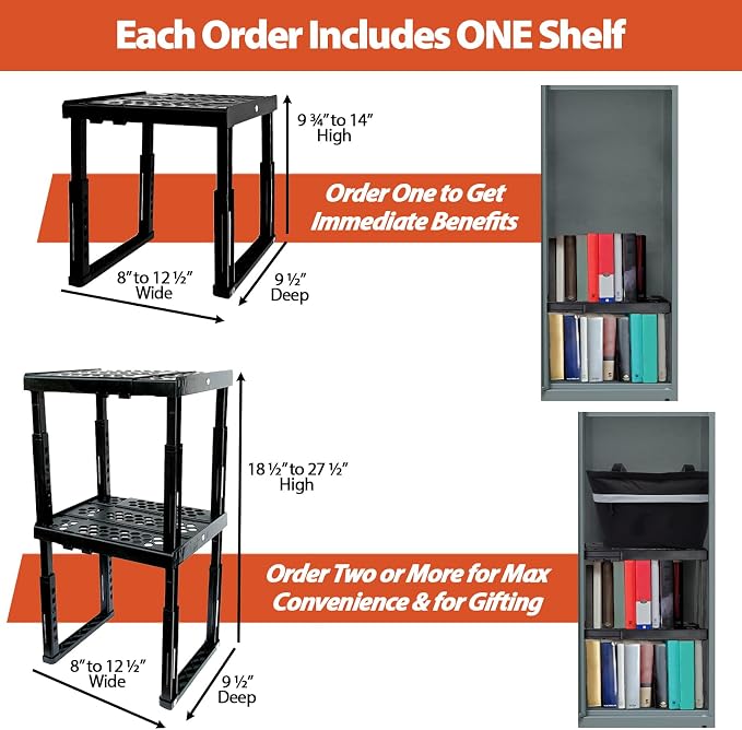 Piffny Locker Organizer Shelf， Adjustable Width and Height, Ideal Locker - Image 4