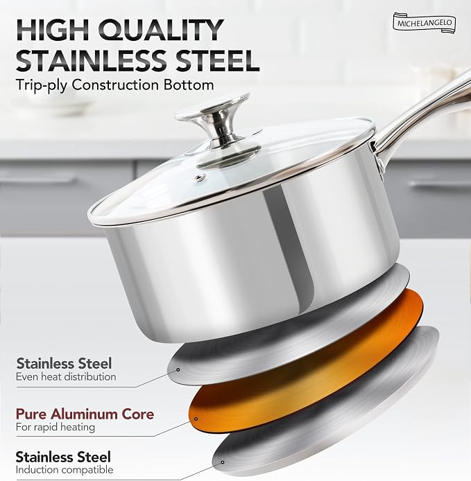 MICHELANGELO 4 Quart Saucepan - Image 3