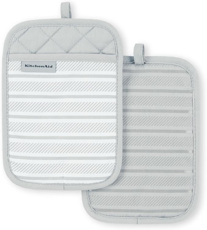 KitchenAid Albany Pot Holder 2-Pack Set, Matte Grey by KitchenAid