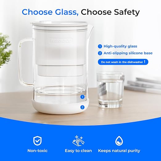 Waterdrop PT-09W 10-Cup Large Glass Water Filter Pitcher, Eco-Friendly - Image 2