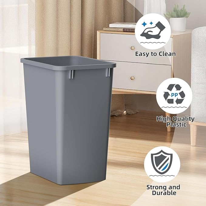 ROOMTEC 35QT Kitchen Trash Can, Lightweight and Sturdy Slim Trash Can, - Image 6