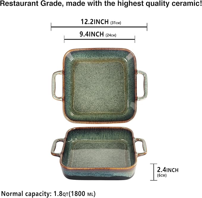 9" x 9" Porcelain Square Casserole Dishes - Image 2