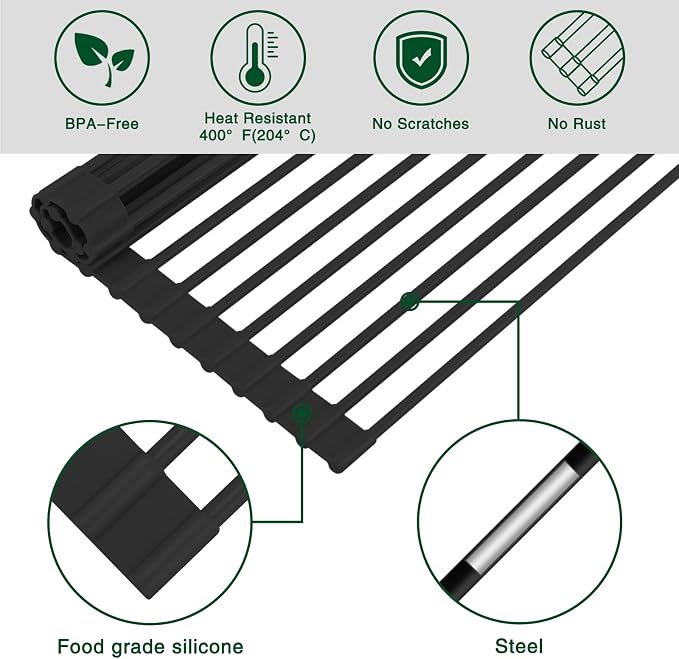 HANZENMA Roll Up Dish Drying Rack Over The Sink Kitchen Roll Up Sink Drying - Image 4