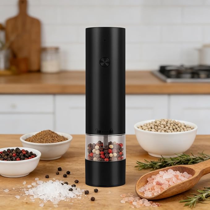 Rechargeable Electric Salt and Pepper Grinder Set, Automatic Pepper Mill by Unknown