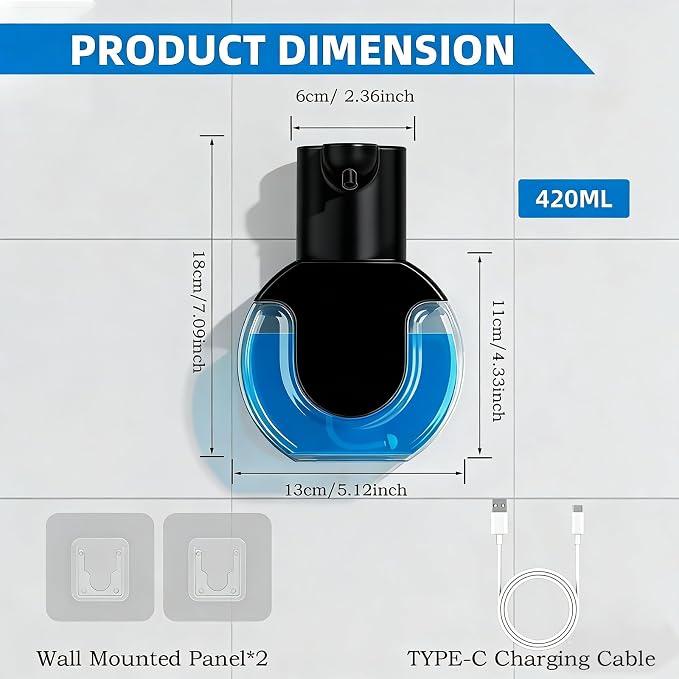 Automatic Soap Dispenser Touchless, Liquid Soap Dispenser USB Rechargeable - Image 2
