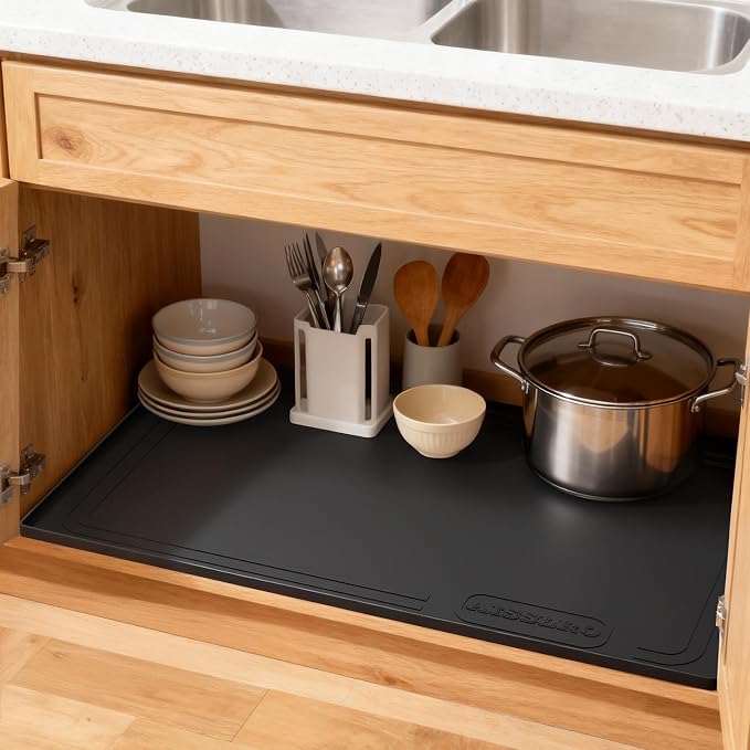 Aisslro Under Sink Mat 25" X 19", Waterproof Silicone Under Sink Mats - Image 6