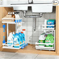 Under Sink Organizer, Dual-Rail Ball-Bearing, Under Kitchen Sink Organizer by jcylq