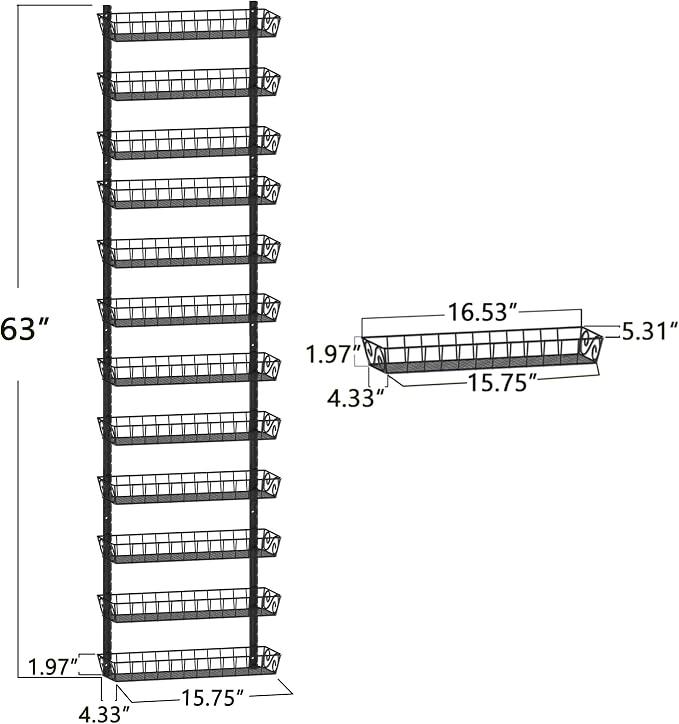 SWOMMOLY Adjustable Wall Mount Spice Rack Organizer, 12-Tier Dual-use Hanging - Image 6
