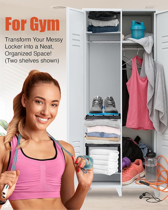 Piffny Locker Organizer Shelf， Adjustable Width and Height, Ideal Locker - Image 4