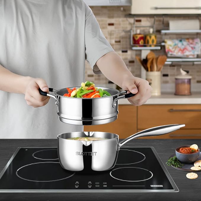 SLOTTET 3.5 Quart Stainless Steel Saucepan - Image 2