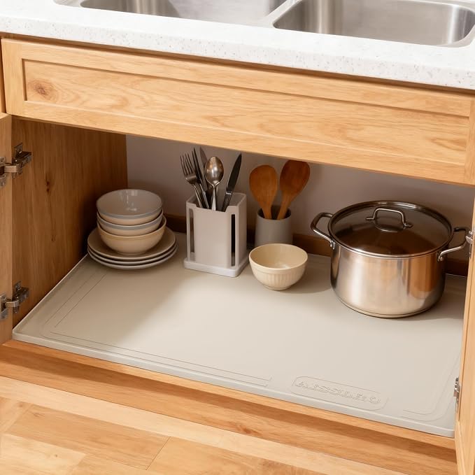 Aisslro Under Sink Mat 22" X 19", Waterproof Silicone Cabinet Organizer - Image 6