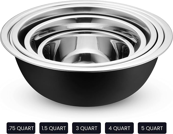 WHYSKO Stainless Steel Mixing Bowl Set, 10 Piece Stainless Steel Mixing Bowls - Image 5