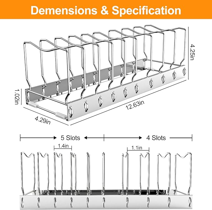 FLSEPAMB 2 Pack 10-Tier Pan Organizer Adjustable Lid Organizer Kitchen - Image 6