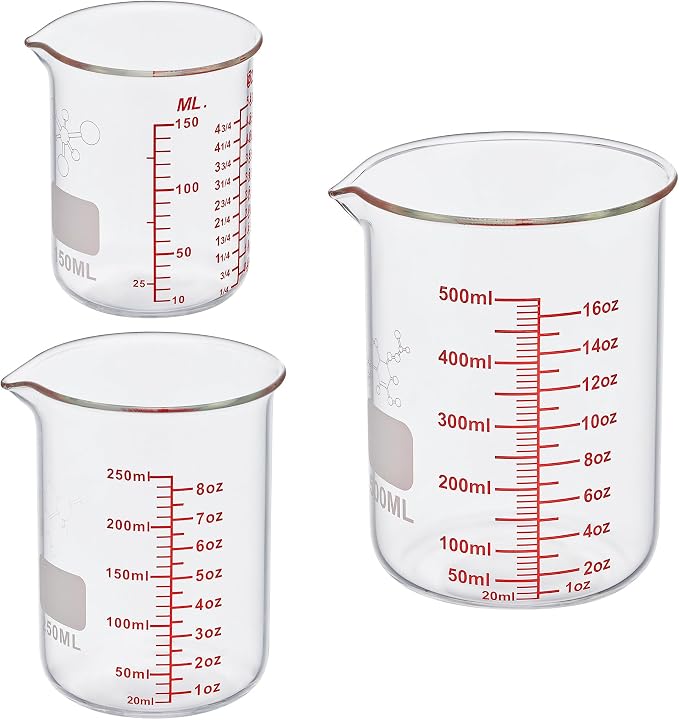 3 Piece High Borosilicate Glasss Liquid Measuring Cups, Includes 150ml by AckersBORO33