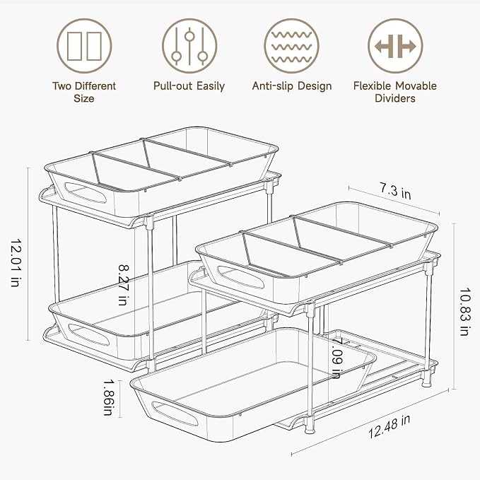 Sevenblue Under Sink Organizer, Bathroom Organizers and Storage, 2 Tier - Image 6