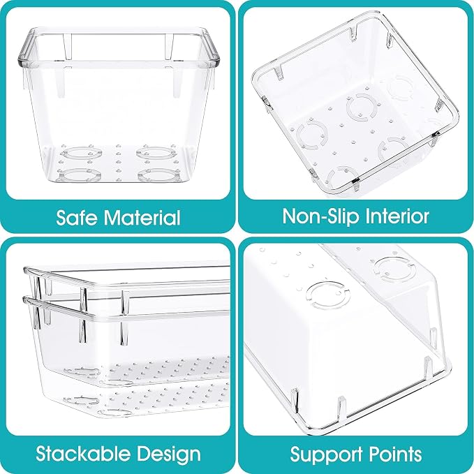 StorMiracle 23 PCS Clear Plastic Drawer Organizers Set, 4 Size Desk Drawer - Image 3