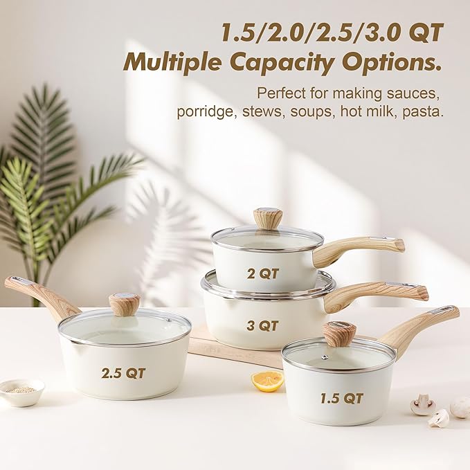 SENSARTE 1.5 & 2.5 Quart Ceramic Sauce Pan Sets - Image 3