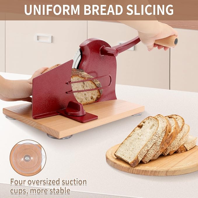 CAWIU Manual Bread Slicer with Hand Crank- Adjustable Thickness Bread Cutter - Image 5