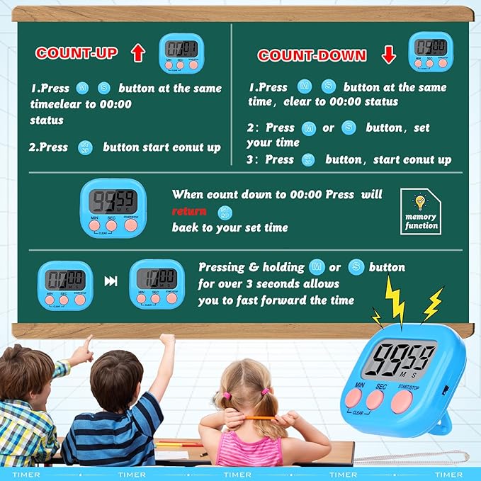 Mwellewm Kitchen Timer 6 Packs Digital Timers - Image 9