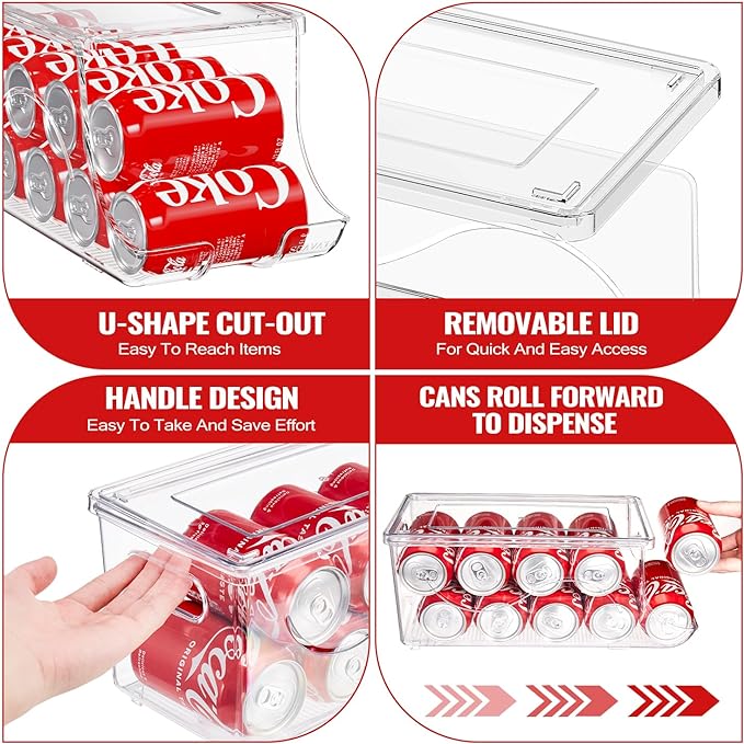 SCAVATA 2 Pack Stackable Refrigerator Organizer, Soda Can Dispenser Pop Cans - Image 3