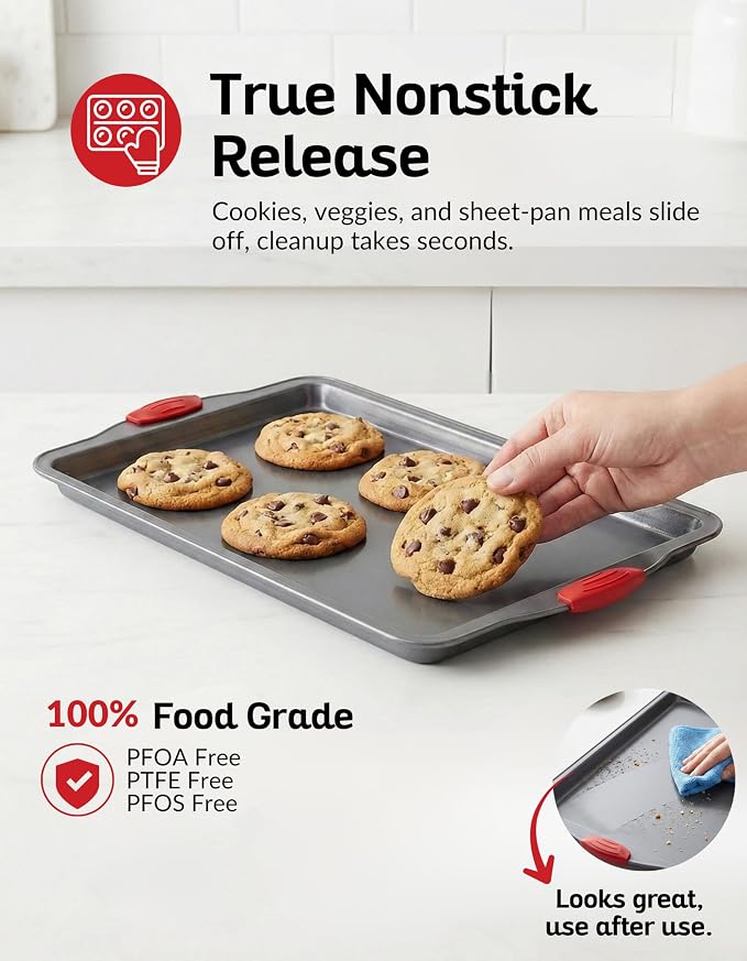 Premium Nonstick Baking Sheet Pans – Set of 3, Heavy-Gauge Carbon Steel - Image 3