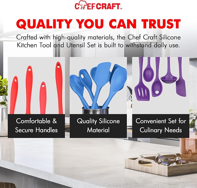 Chef Craft Premium Silicone Kitchen Tool and Utensil Set, 5 Piece - Image 6