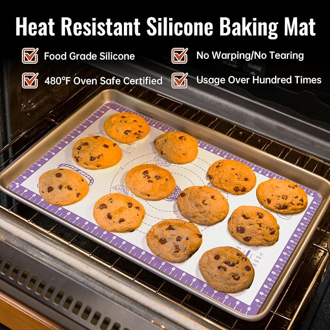 Non Stick Silicone Pastry Mat for Dough Rolling, Silicone Baking Mat for Bread - Image 6