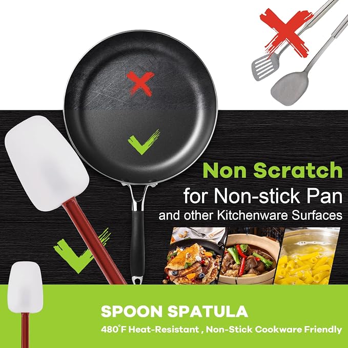 Commercial Spoonula Rubber Spatula Set 2, High Heat Spatula Spoon 16 Inches - Image 4