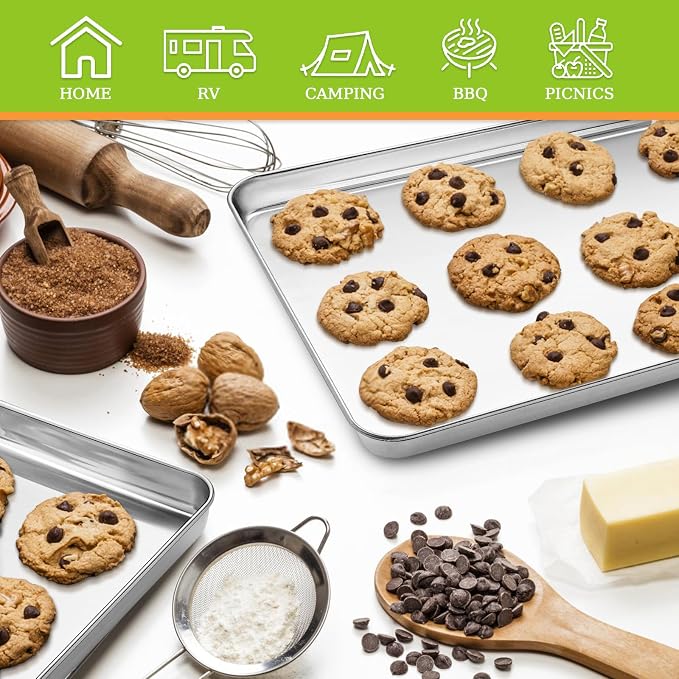 CEKEE 4 Pack Baking Pans Set, Nonstick Stainless Steel Cookie Sheets - Image 6