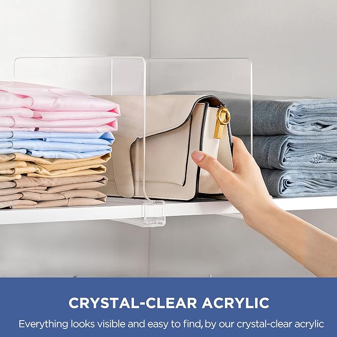 HBlife    Clear Shelf Dividers, 2 Pack Purse Organizer - Image 3