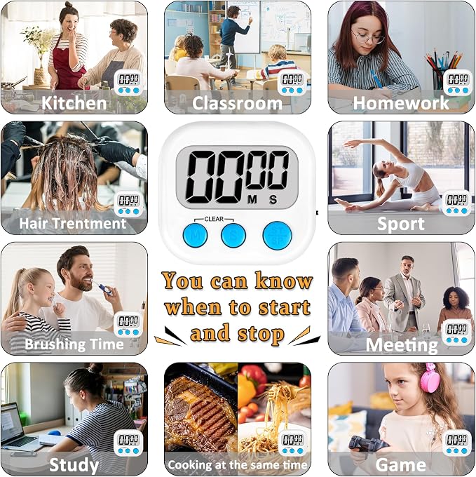 ZILLEEN 12 Pack Kitchen Timers for Cooking Digital Classroom Timers for - Image 5