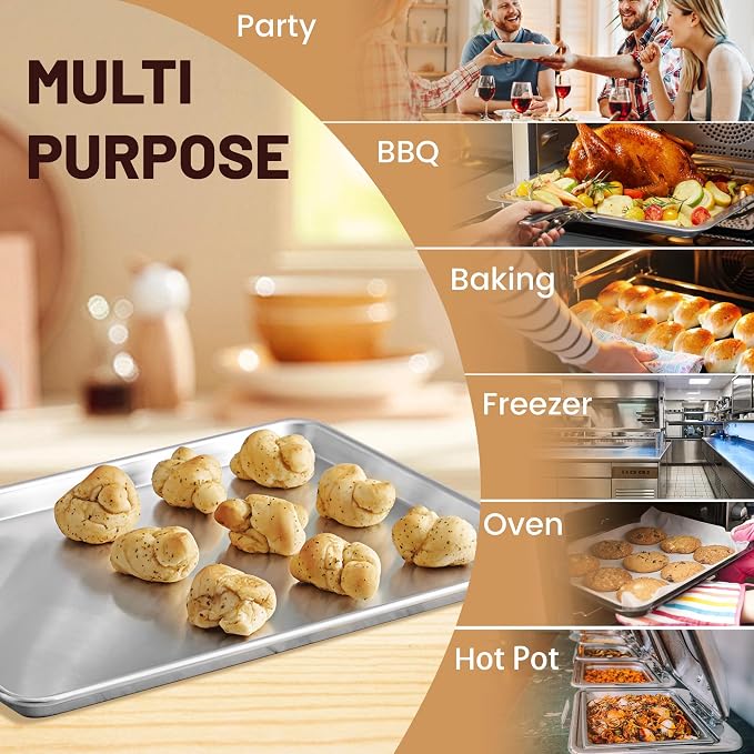 BIEAMA 12 Pack Half Size Baking Sheet Pan Aluminum Commercial Pan - Image 9