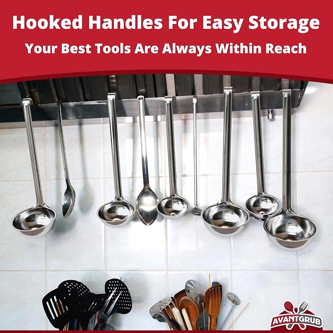 Super Sturdy, Ergonomic 4 Oz. Soup Ladle 3 Pk. Stainless Steel Ladles - Image 7
