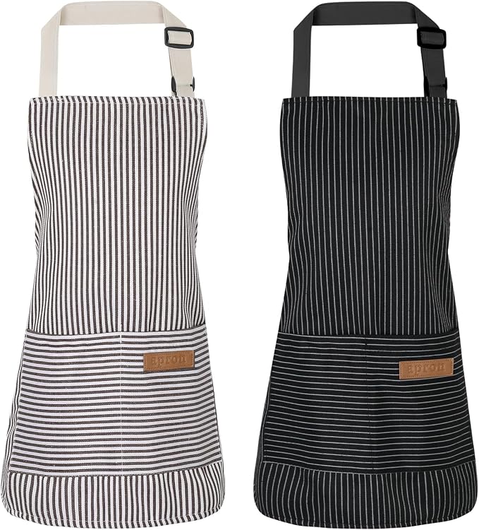 2 Pack Stripes Kids Apron, Kids Cooking Aprons by XLSXEXCL