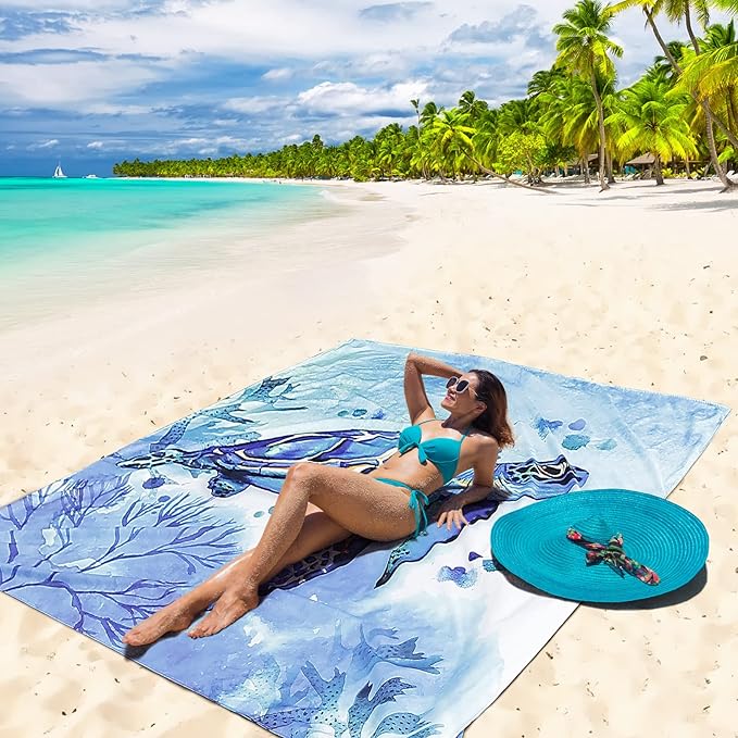 HIHOHO Beach Blanket Waterproof Sandproof Extra Large Beach Mat 79" X - Image 4