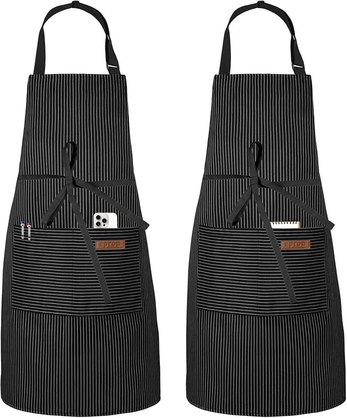 Serrenf 2 Pack Apron, Cooking Kitchen Aprons, Adjustable Bib Apron by serrenf