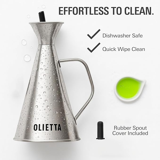 Olietta Olive Oil Dispenser Bottle Stainless Steel Non Drip Leak Proof No Mess - Image 6