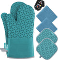 KEGOUU Oven Mitts and Pot Holders 6pcs Set, Kitchen Oven Glove High Heat by KEGOUUOvenMitt