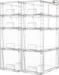 Vtopmart 8 Pack Clear Stackable Storage Drawers, Plastic Drawers by Vtopmart