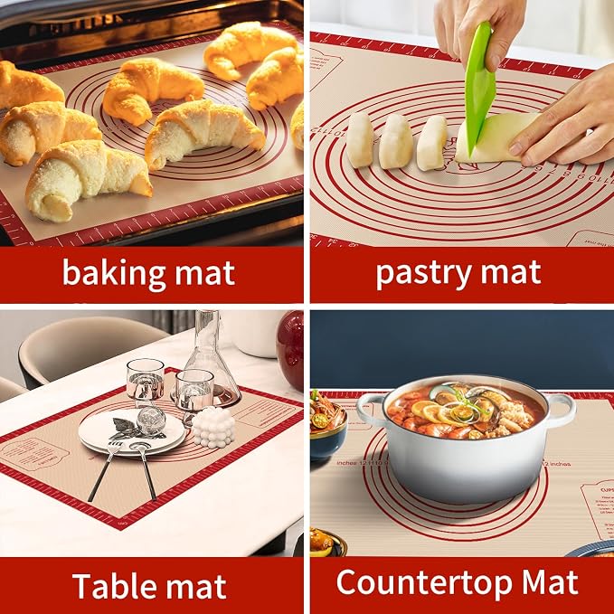 Silicone Baking Mat, Reusable Silicone Dough Mat, Non-Stick Pastry Mat - Image 6