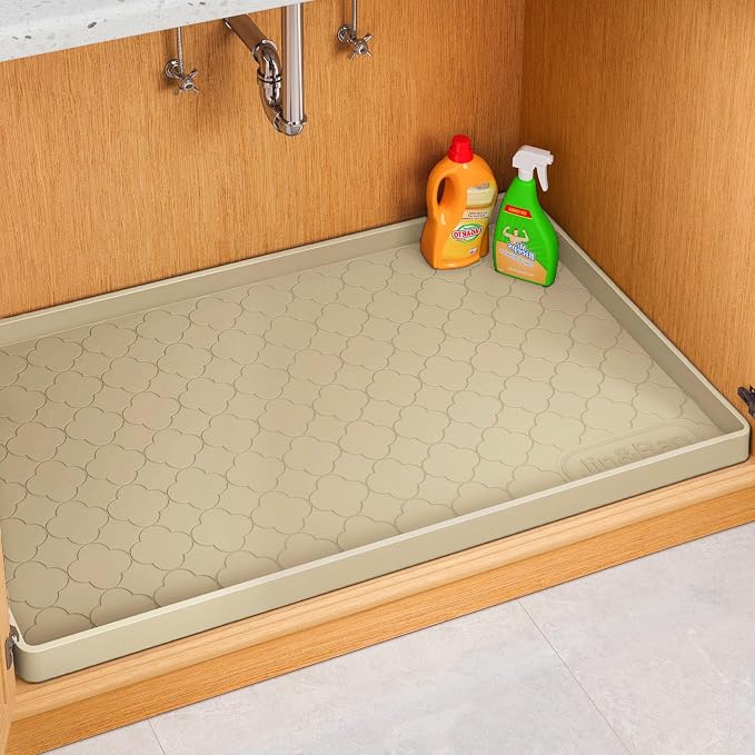 Jin&Bao Waterproof Under Sink Mat 25" x 22", Thick Silicone Mat Cabinet by Jin%26Bao