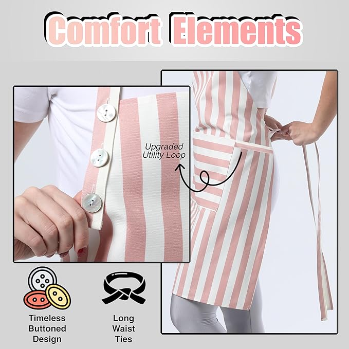 TOSHEX Kitchen Apron Waterdrop Resistant Cotton Apron - Image 5