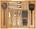 Bamboo Kitchen Drawer Organizer, Expandable Silverware Organizer by Thalomely
